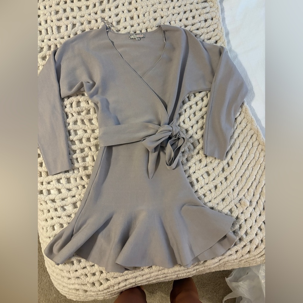 Flying Tomato Gray Fit and Flare Long Sleeve Dress